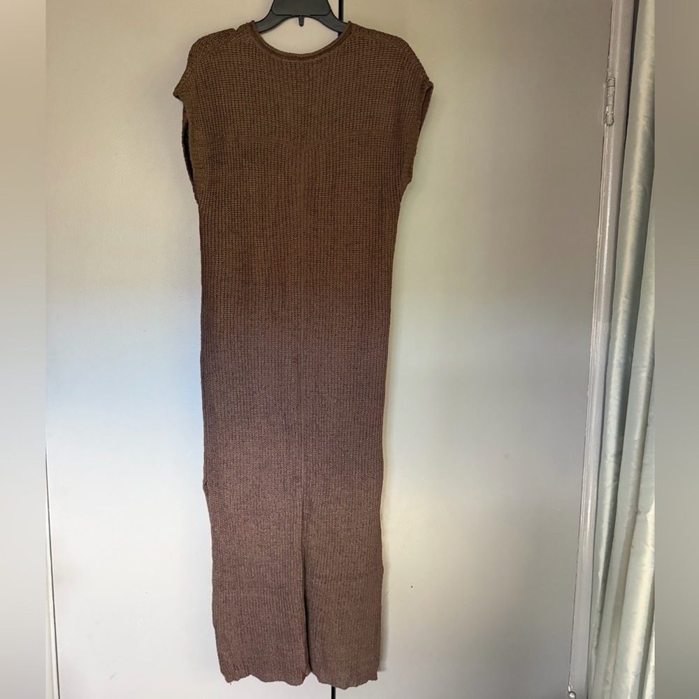 Sleeveless Rib Knit Maxi Dress in Brown